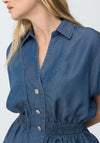 Tiffosi Womens Lence V Neck Denim Top, Blue