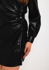 Tiffosi Faux Leather Wrap Mini Dress, Black