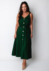 Tiffosi Shara Button Front Midi Dress, Green