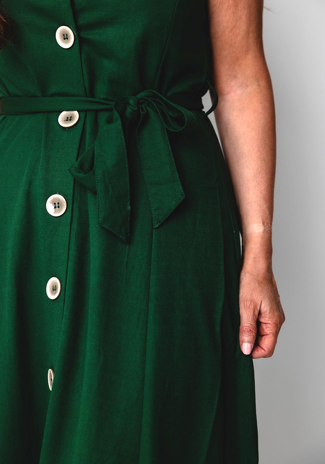 Tiffosi Shara Button Front Midi Dress, Green