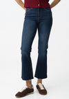 Tiffosi Womens Megan Cropped Flare Jeans, Dark Blue