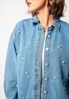Tiffosi Gilda Pearl Embellished Denim Shacket, Blue