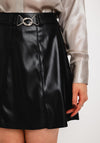 Tiffosi Faux Leather A-line Mini Skirt, Black