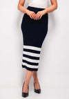 Tiffosi Claudie Striped Knit Midi Skirt, Navy