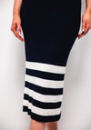 Tiffosi Claudie Striped Knit Midi Skirt, Navy
