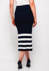 Tiffosi Claudie Striped Knit Midi Skirt, Navy