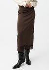Tiffosi Satin with Lace Trim Detail, Brown