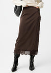 Tiffosi Satin with Lace Trim Detail, Brown