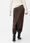 Tiffosi Satin with Lace Trim Detail, Brown