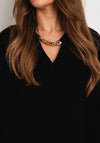 Tiffosi Tiamat Gold Chain Neckline Sweater, Black