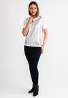 Tiffosi Womens Sofia Metallic T-Shirt, White & Silver