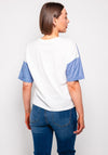 Tiffosi Leona Striped Contrast Embroidered Top, White