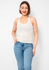 Tiffosi West Keyhole Back Sequin Knit Top, Cream