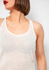 Tiffosi West Keyhole Back Sequin Knit Top, Cream