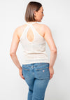 Tiffosi West Keyhole Back Sequin Knit Top, Cream