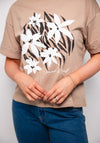 Tiffosi Jungle Botanical Print T Shirt, Brown
