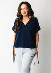 Tiffosi Trilho V Neck Side Tie Top, Navy