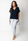 Tiffosi Trilho V Neck Side Tie Top, Navy