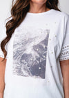 Tiffosi Aquatta Embellished Ocean Print T Shirt, White