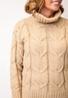 Tiffosi Chunky Knit Polo Neck Jumper, Beige