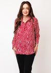 Tiffosi Animal Print Blouse, Red