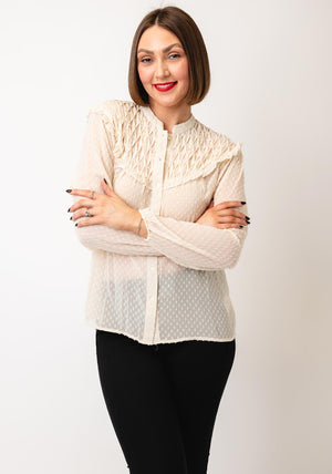 Tiffosi Dylan Dimple Sheer Blouse, Cream