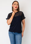 Tiffosi Mesh Detail Plain T-Shirt, Navy