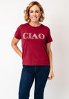 Tiffosi Round Neck T-Shirt with Slogan, Wine
