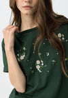 Tiffosi Floral Detail Round Neck T-Shirt, Green