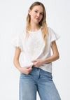 Tiffosi Embellished Detail Frill Sleeve Top, White