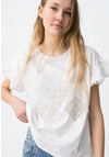Tiffosi Embellished Detail Frill Sleeve Top, White