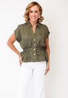 Tiffosi Button Down A-Line Blouse, Khaki Green