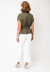 Tiffosi Button Down A-Line Blouse, Khaki Green