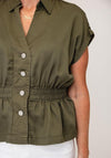 Tiffosi Button Down A-Line Blouse, Khaki Green