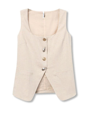 Tiffosi Sqaure Neck Waistcoat, Beige