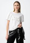 Tiffosi Bead Detail Puff Short Sleeve Top, White