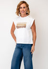 Tiffosi Lace and Embroidery Detail Top, White