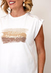 Tiffosi Lace and Embroidery Detail Top, White