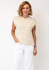 Tiffosi Embroidered and Lace Detail Vest, Beige