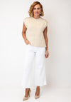 Tiffosi Embroidered and Lace Detail Vest, Beige