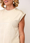 Tiffosi Embroidered and Lace Detail Vest, Beige