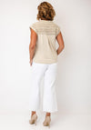 Tiffosi Embroidered and Lace Detail Vest, Beige