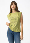 Tiffosi Sleeveless Bead Detail Top, Green