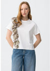 Tiffosi Tulle Ruffle Short Sleeve T-Shirt, White