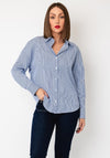 Tiffosi Button Up Striped Shirt, Blue and White
