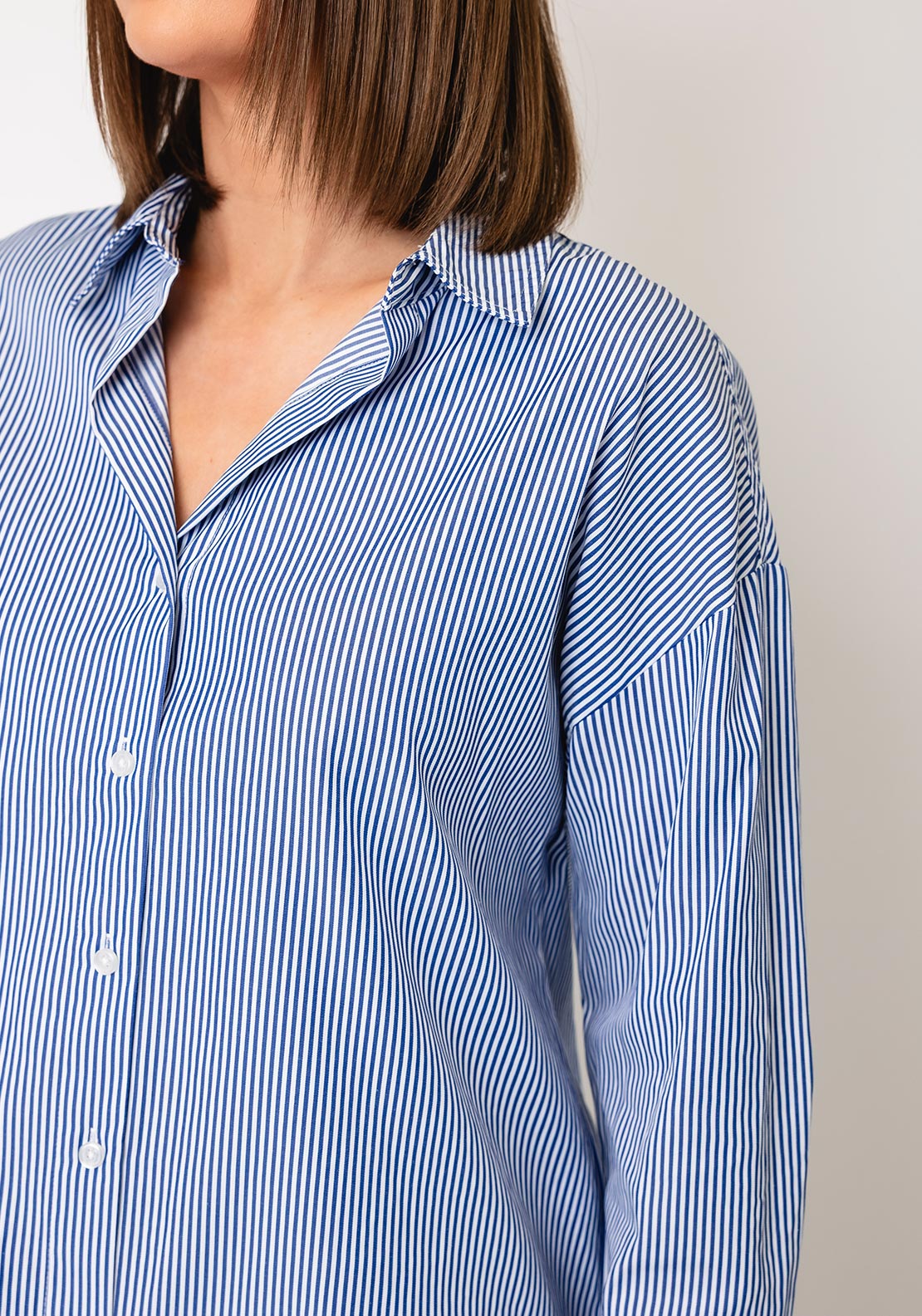 Tiffosi Button Up Striped Shirt, Blue and White