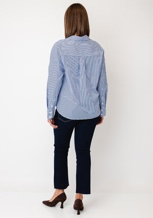 Tiffosi Button Up Striped Shirt, Blue and White