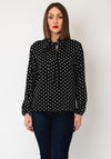 Tiffosi Polka Dot Button Up Blouse, Black and White