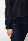 Tiffosi Button Up Relaxed Blouse, Navy