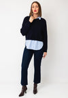 Tiffosi Round Neckline with Shirt Detail Jumper, Navy Multi